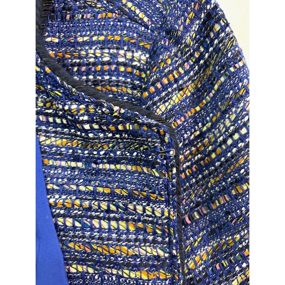 NEW J Crew Medium Royal Multi-Color Blue Boucle Tweed Rack Blazer Cropped Womens - Picture 5 of 14